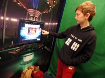 Tom at the green screen at the Doctor Who Experience
