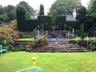 Walking through Plas Brondanw gardens where The Five Doctors was filmed