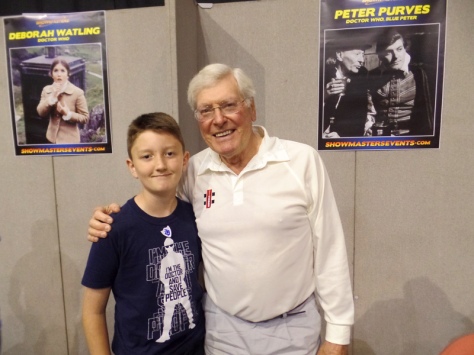 Tom Project Indigo meets Peter Purves from Doctor Who and Blue Peter at Film & Comic Con Bournemouth